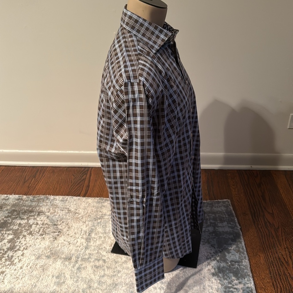 TD Thomas Dean Men’s Extra Large Button Down Dress Dress Plaid Long Sleeve - Picture 3 of 7